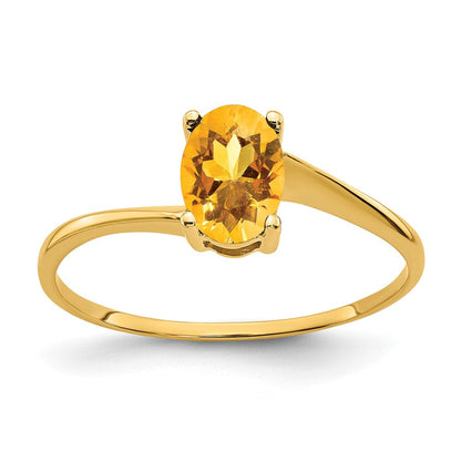 14K Gelbgold Ring mit ovalem Citrin 7x5 mm