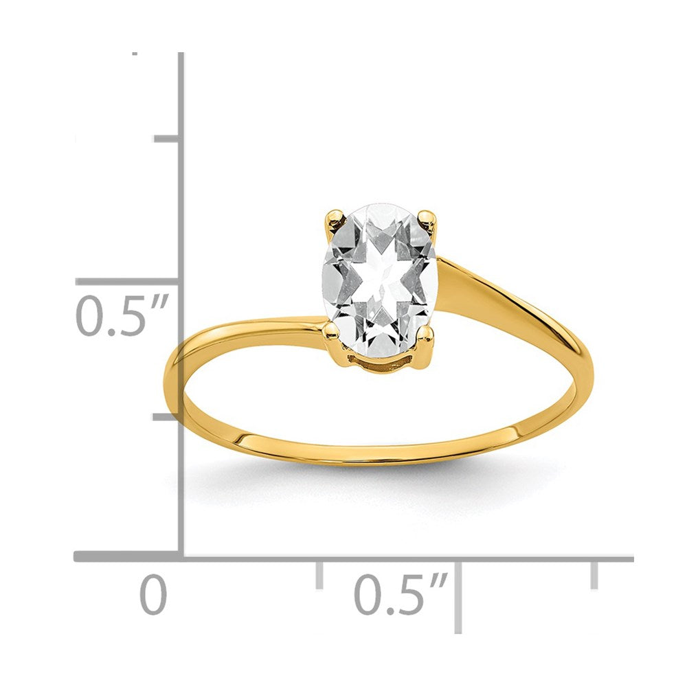 14K Gelbgold Ring mit ovalem Zirkonia, 7x5mm