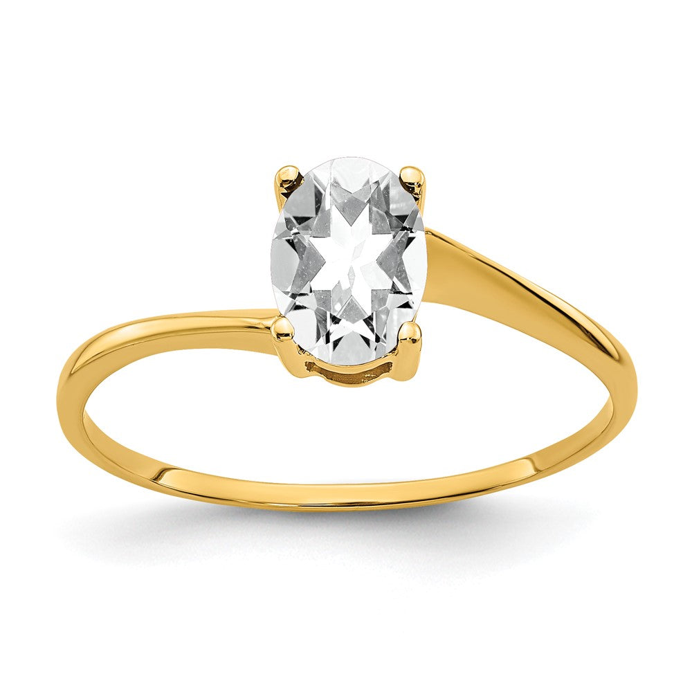 14K Gelbgold Ring mit ovalem Zirkonia, 7x5mm