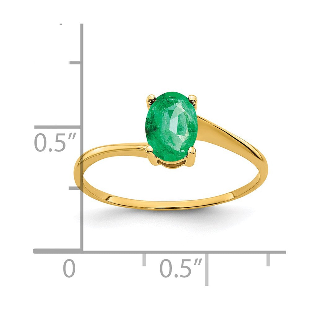 14K Gelbgold Ring mit ovalem Smaragd, 7x5mm