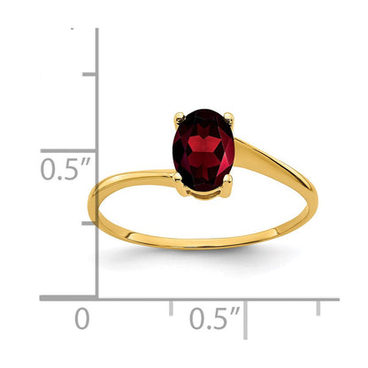 14K Gelbgold Ring mit ovalem Granat, 7x5mm