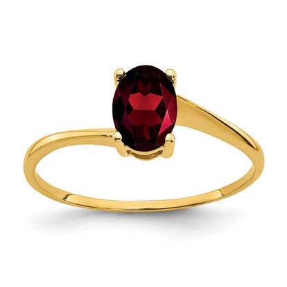 14K Gelbgold Ring mit ovalem Granat, 7x5mm