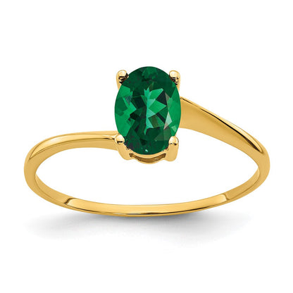 14K Gelbgold Ring mit ovaler Fassung für Mount-St.-Helens-Stein, 7x5 mm