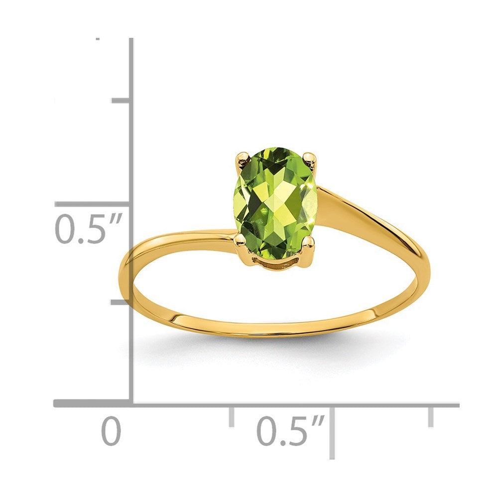 14K Gelbgold Ring mit ovalem Peridot 7x5mm
