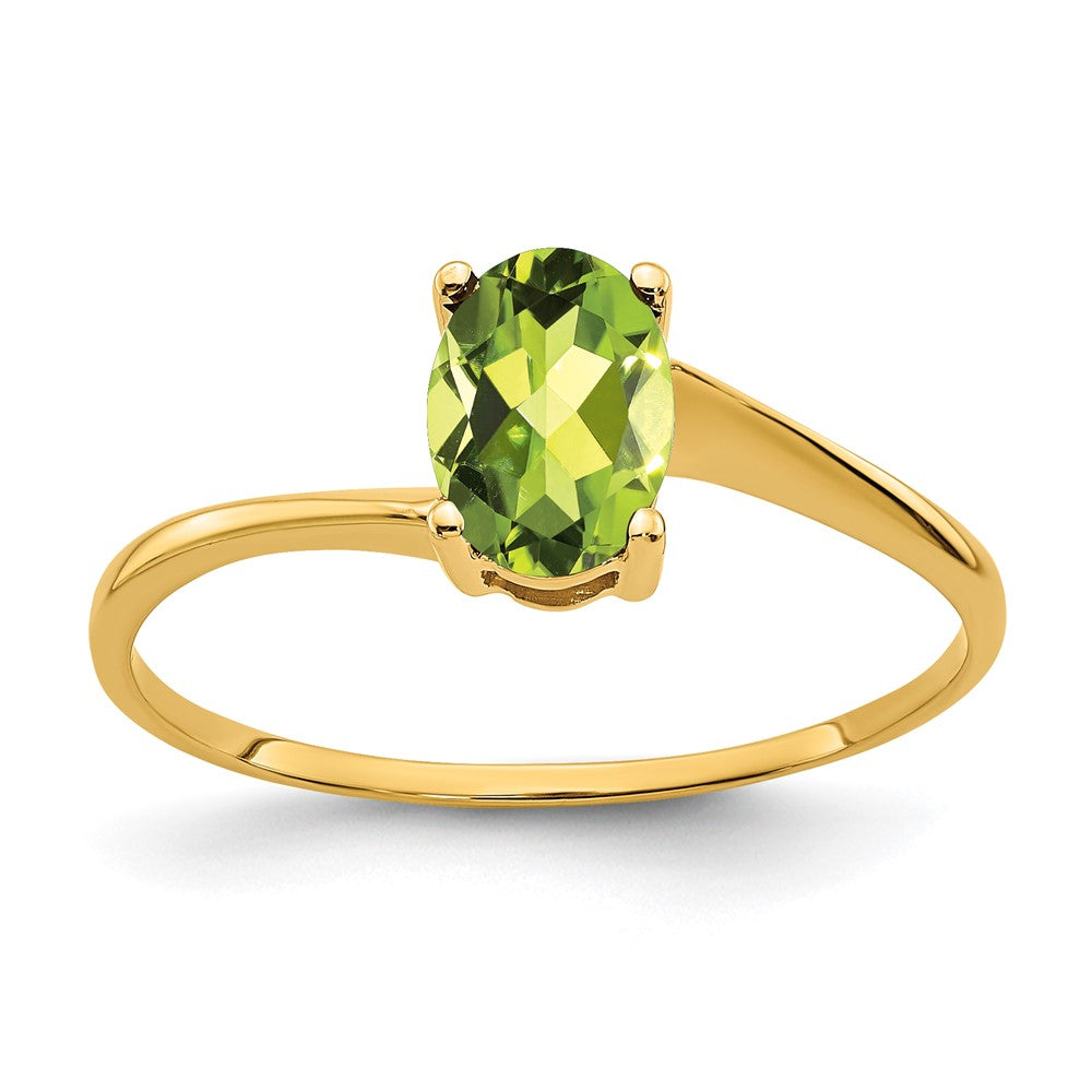 14K Gelbgold Ring mit ovalem Peridot 7x5mm