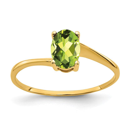 14K Gelbgold Ring mit ovalem Peridot 7x5mm