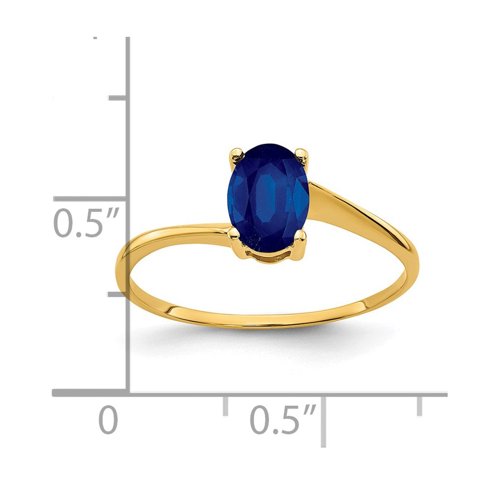 14K Gelbgold Ring mit ovalem Saphir, 7x5 mm