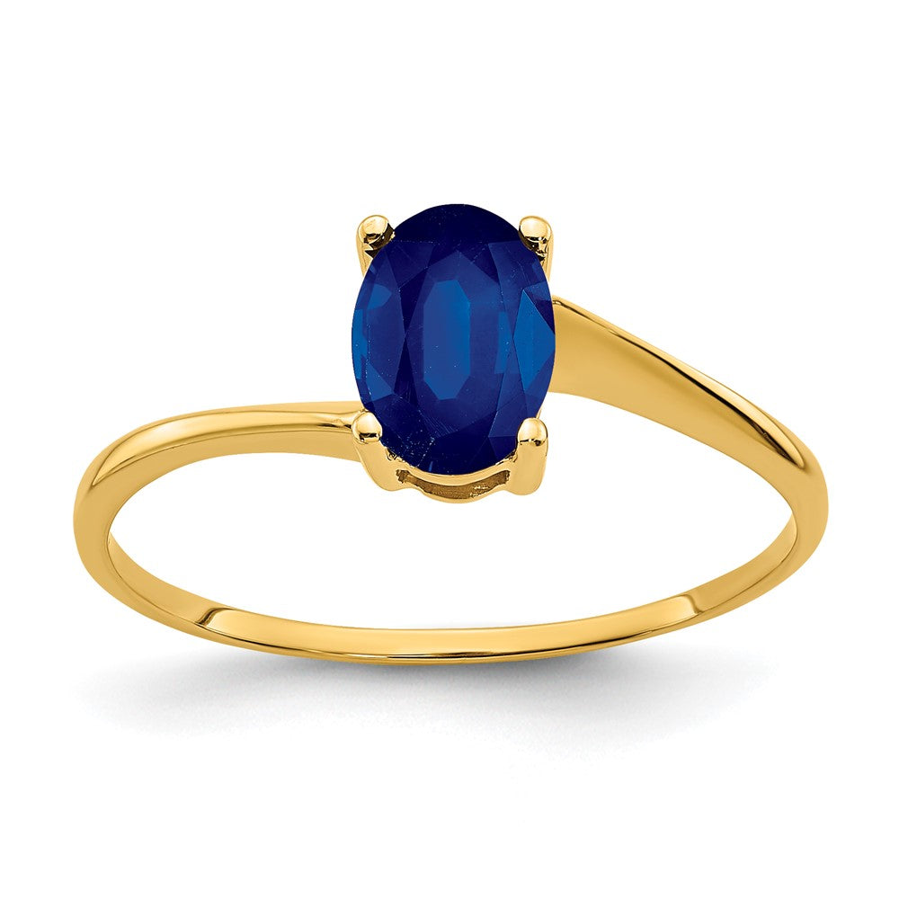 14K Gelbgold Ring mit ovalem Saphir, 7x5 mm