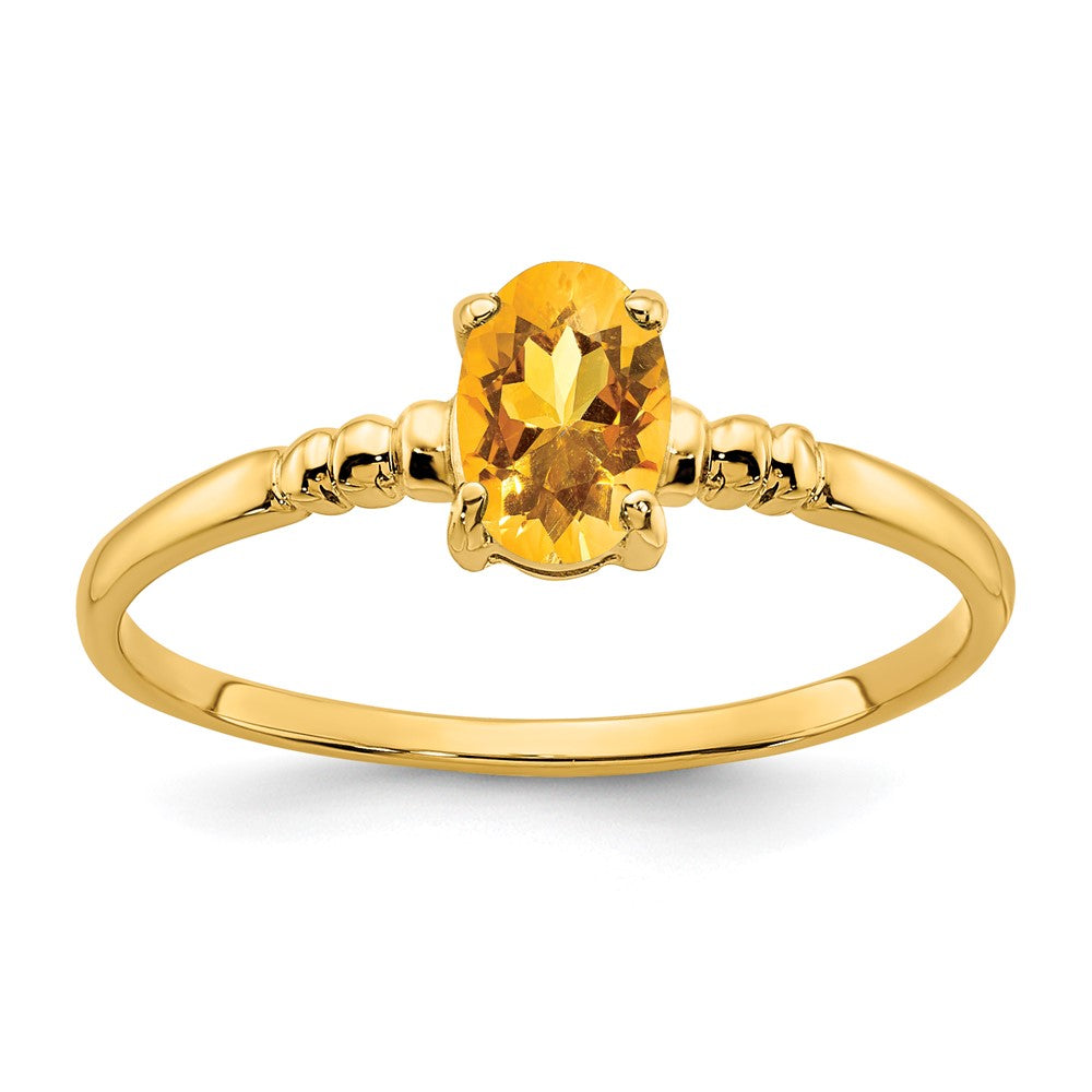 14K Gelbgold Ring mit ovalem Citrin, 6x4mm