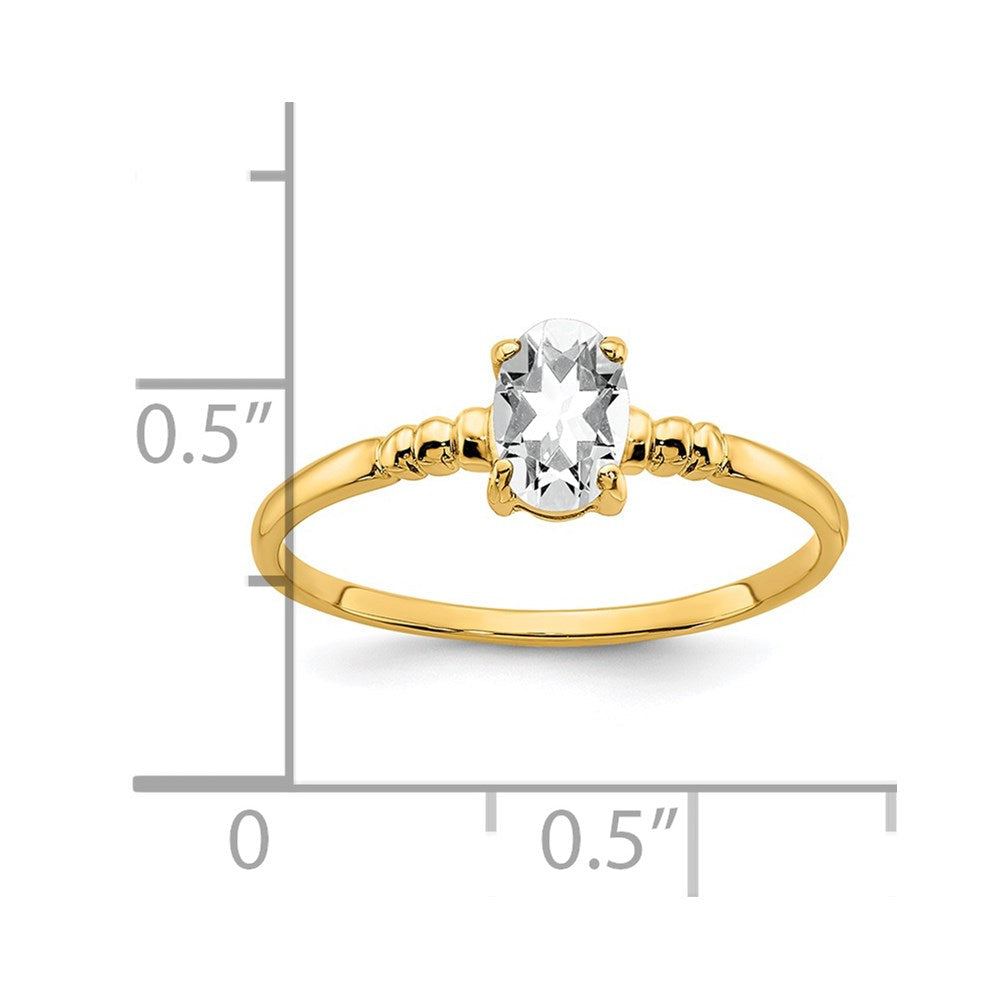 14K Gelbgold Ring mit ovalem Zirkonia, 6x4mm