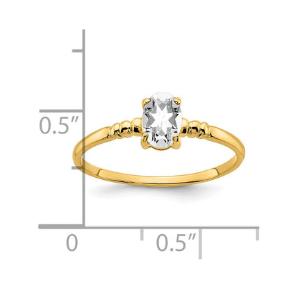 14K Gelbgold Ring mit ovalem Zirkonia, 6x4mm
