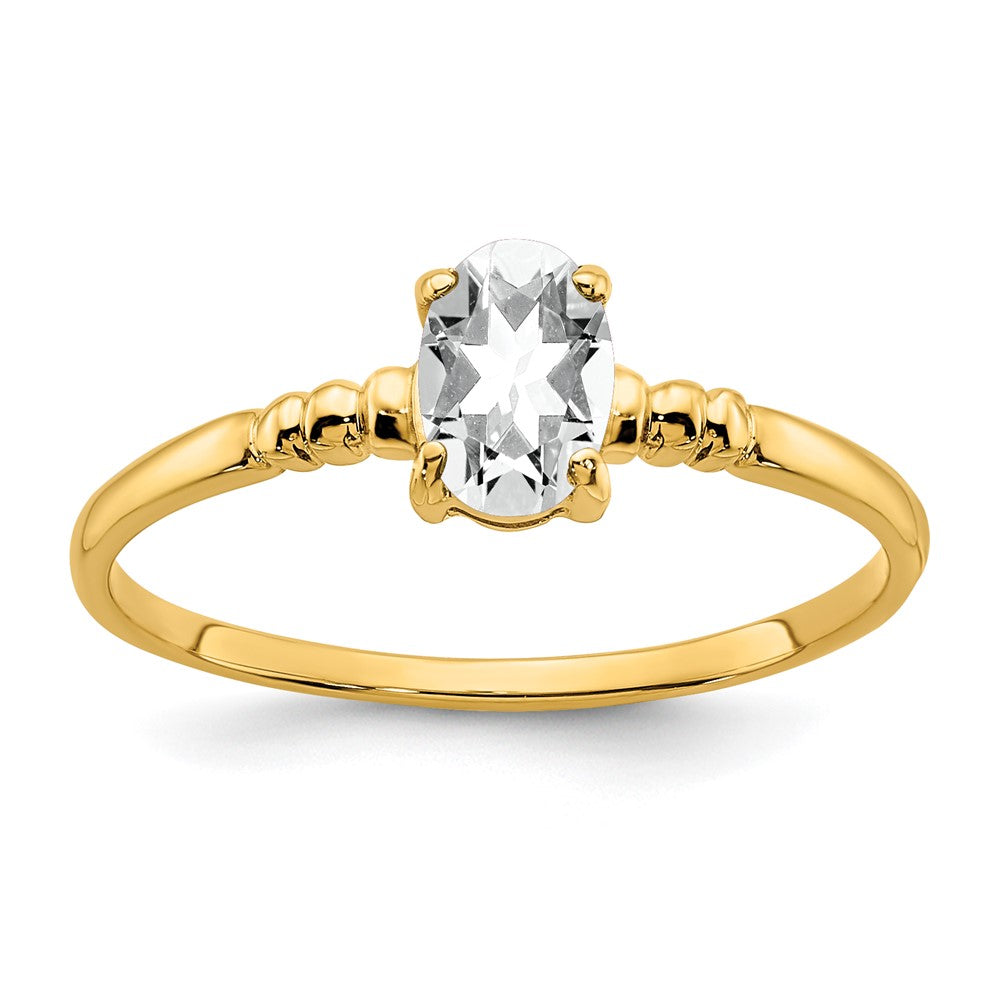 14K Gelbgold Ring mit ovalem Zirkonia, 6x4mm