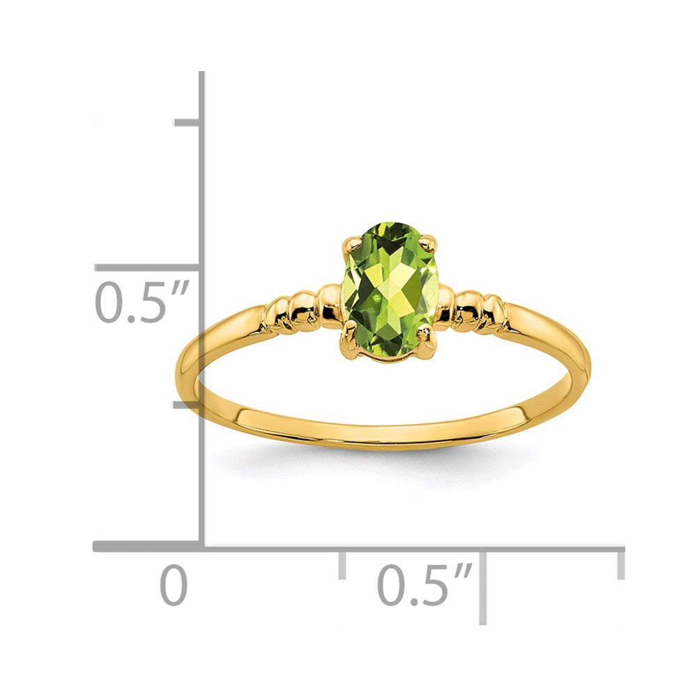 14K Gelbgold Ring mit ovalem Peridot, 6x4 mm