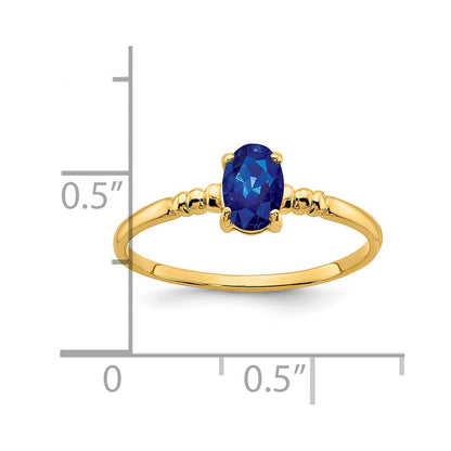 14K Gelbgold Ring mit ovalem Saphir, 6x4mm