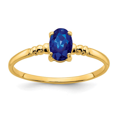 14K Gelbgold Ring mit ovalem Saphir, 6x4mm