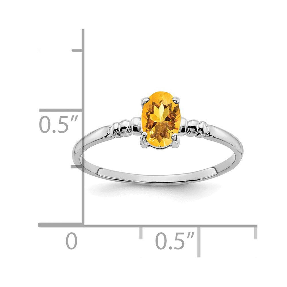 14K Weißgold Ring mit ovalem 6x4 mm Citrin