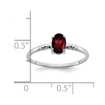 14K Weißgold Ring mit ovalem Granat 6x4mm