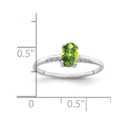 14K Weißgold 6x4mm Oval Peridot Checker-Schliff Ring