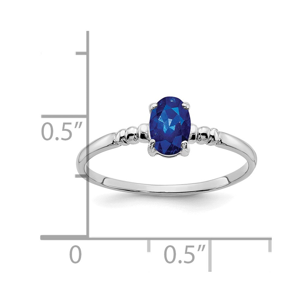 14K Weißgold Ring mit ovalem Saphir 6 x 4 mm
