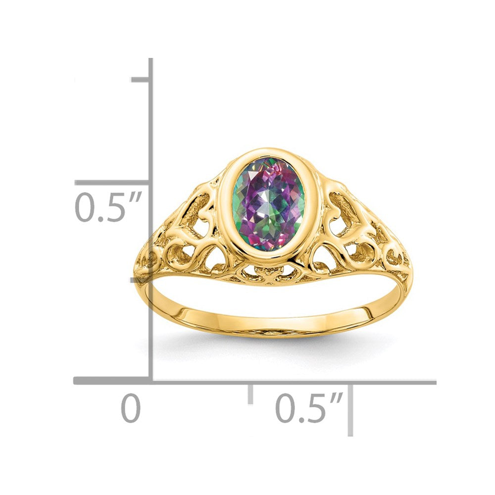 14K Gelbgold Ring mit ovalem Mystic-Feuertopas