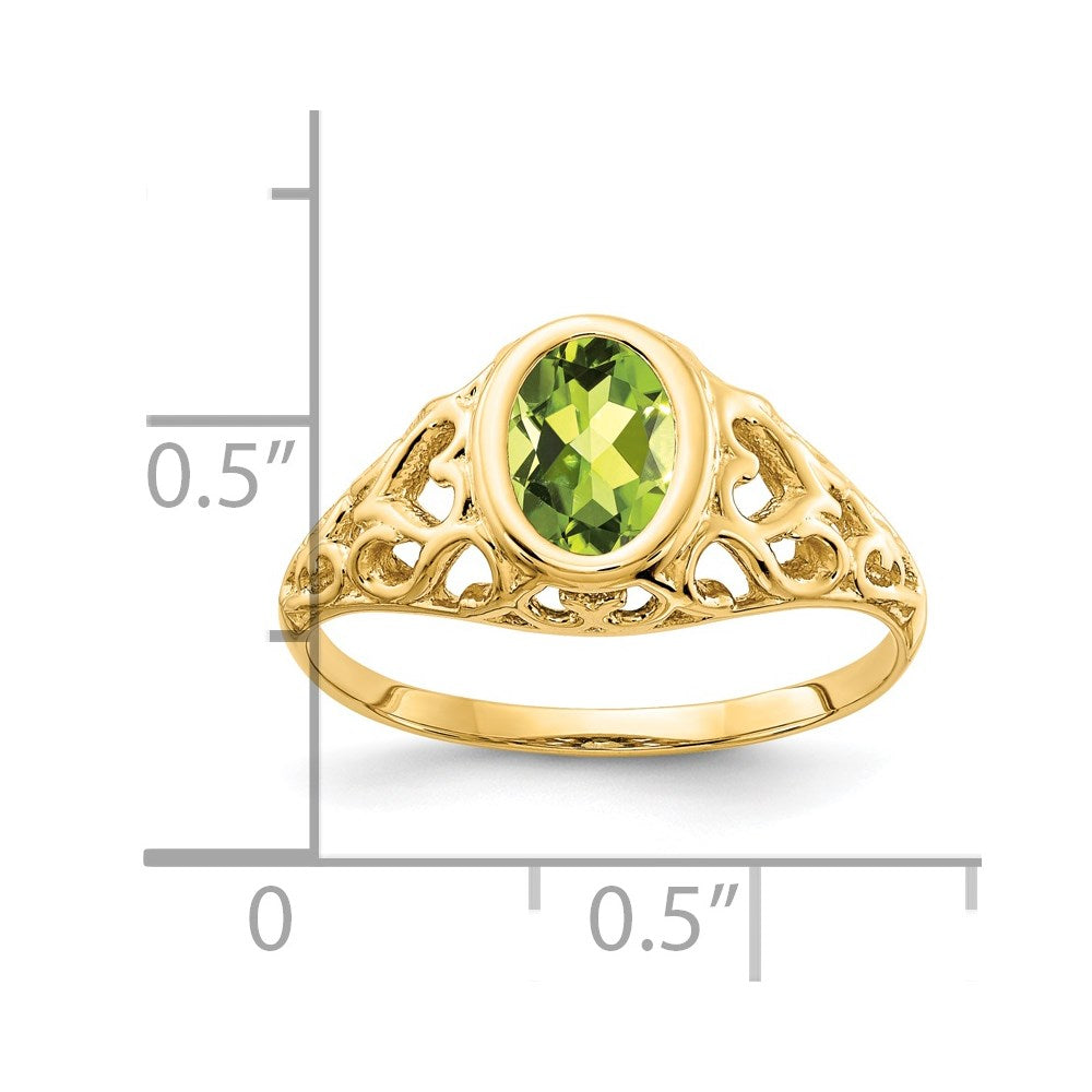 14K Gelbgold Ring mit ovalem Peridot 7x5mm