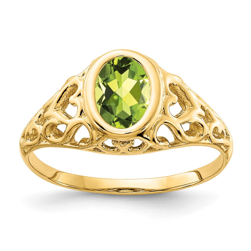 14K Gelbgold Ring mit ovalem Peridot 7x5mm