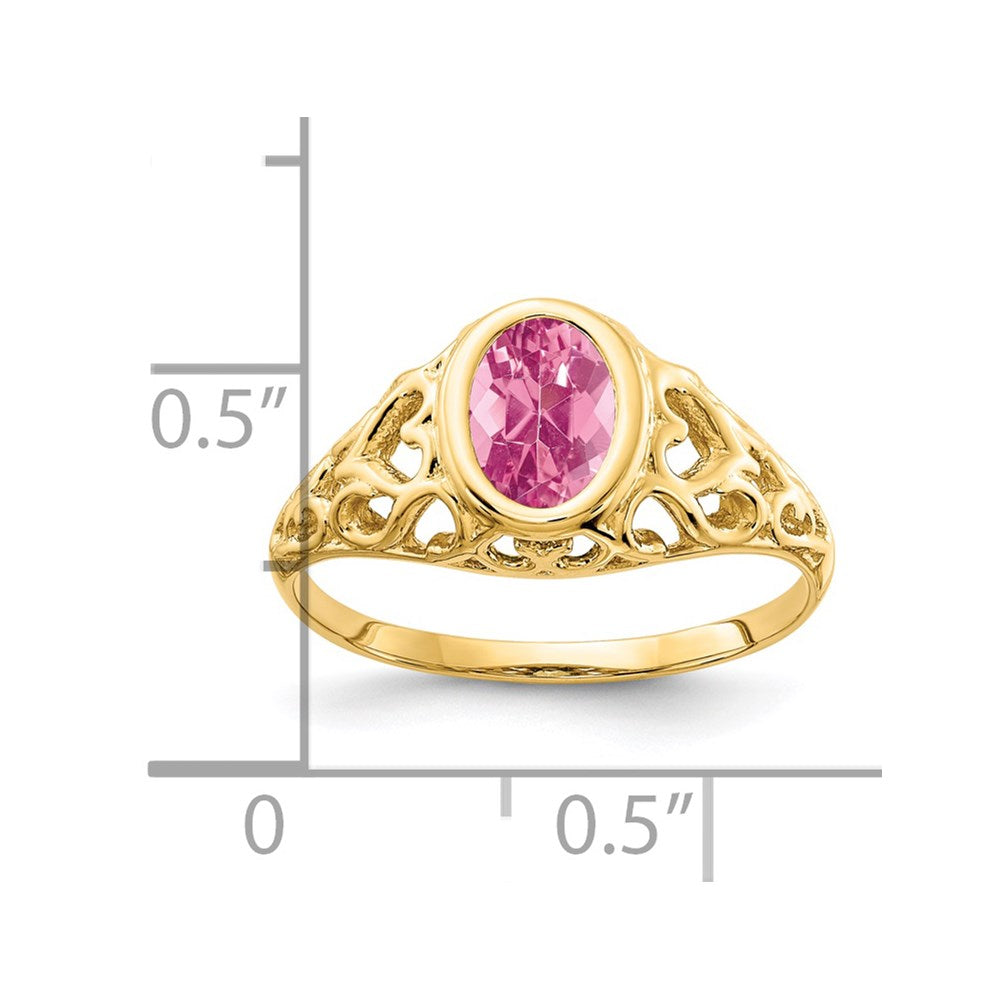 14K Gelbgold Ring mit 7x5mm ovalem rosa Turmalin