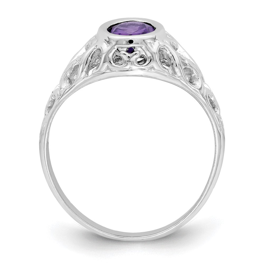 14K Weißgold Ring mit ovalem Amethyst 7x5mm