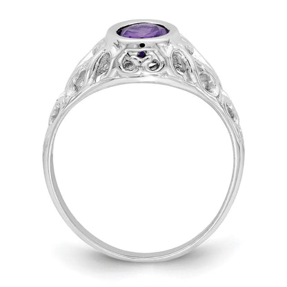 14K Weißgold Ring mit ovalem Amethyst 7x5mm