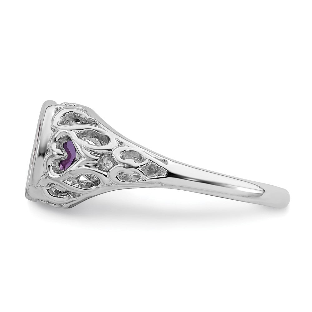 14K Weißgold Ring mit ovalem Amethyst 7x5mm