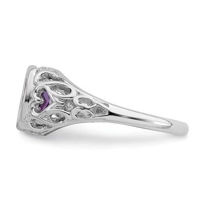 14K Weißgold Ring mit ovalem Amethyst 7x5mm