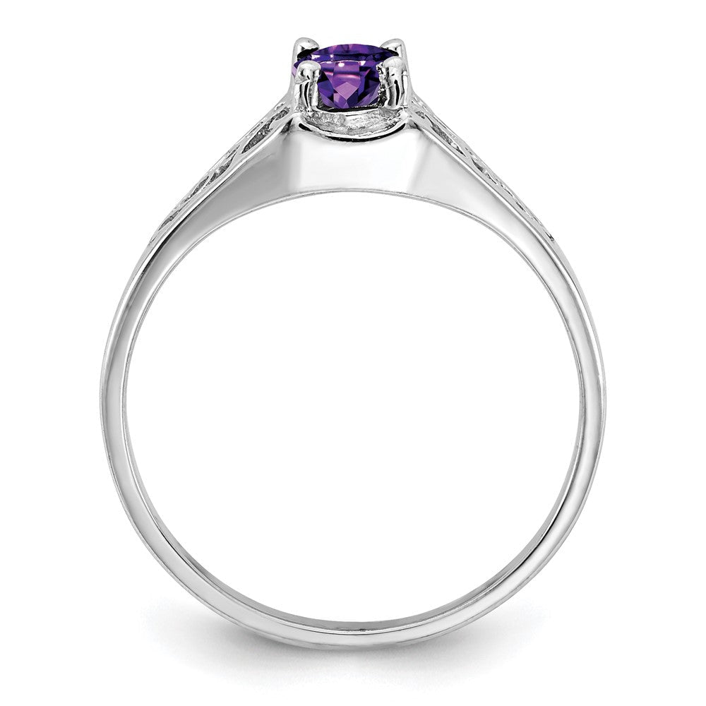 14K Weißgold Ring mit ovalem Amethyst 6x4mm