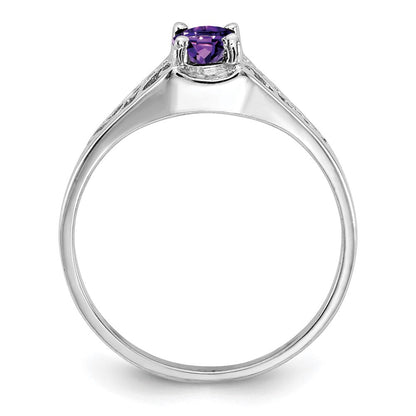 14K Weißgold Ring mit ovalem Amethyst 6x4mm
