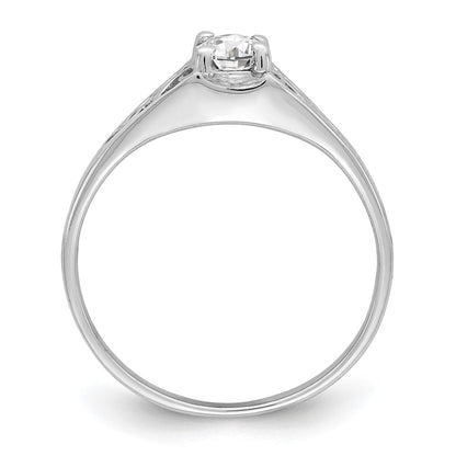 14K Weißgold Ring mit ovalem Zirkonia, 6 x 4 mm