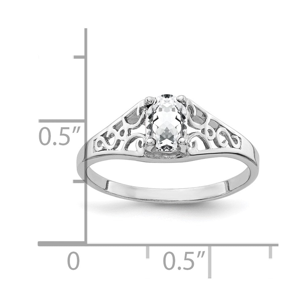 14K Weißgold Ring mit ovalem Zirkonia, 6 x 4 mm