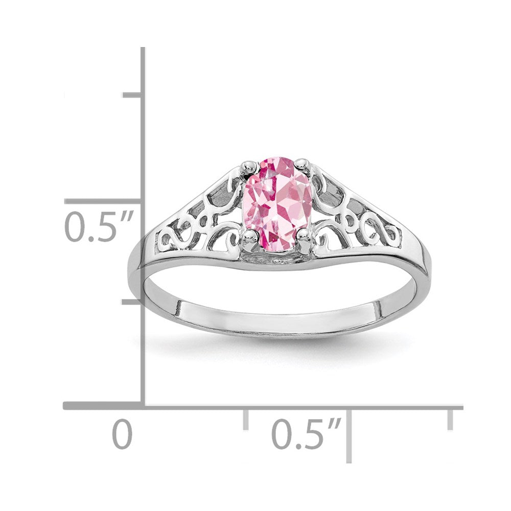14K Weißgold Ring mit 6x4mm ovalem rosa Turmalin