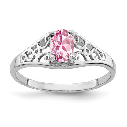 14K Weißgold Ring mit 6x4mm ovalem rosa Turmalin