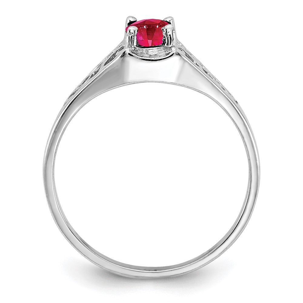 14K Weißgold Ring mit ovalem Rubin 6x4mm