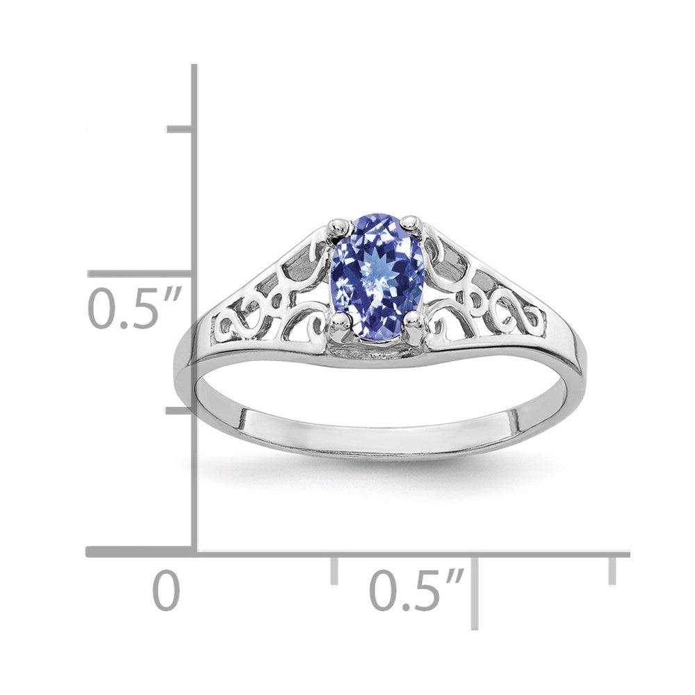 14K Weißgold Ring mit ovalem Tansanit 6x4 mm