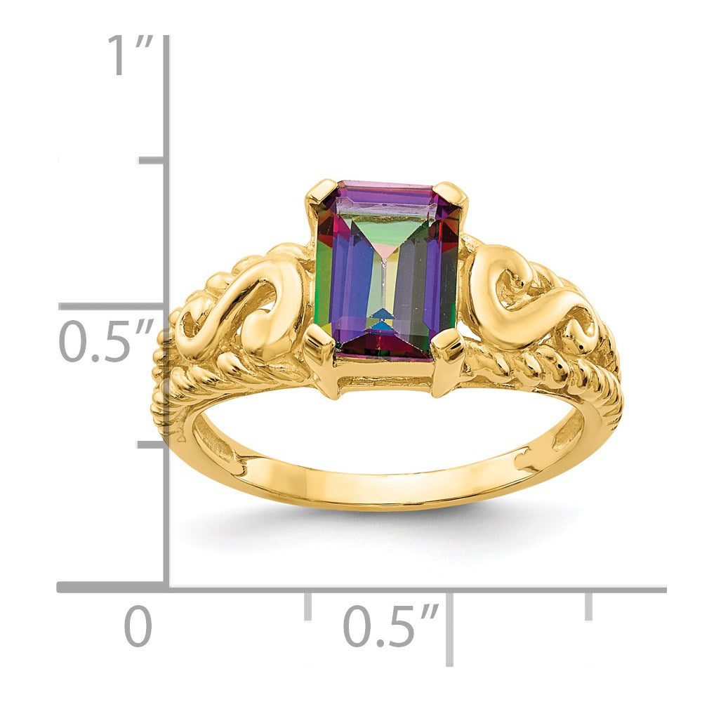 14K Gelbgold Ring mit Mystic-Topas