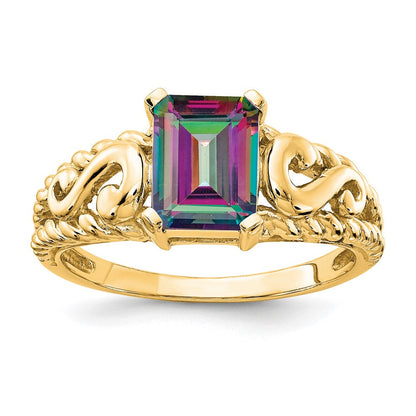 14K Gelbgold Ring mit Mystic-Topas