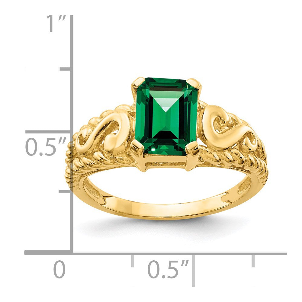 14K Gelbgold Ring mit 8x6mm Smaragdschliff-Fassung für Mount St. Helens