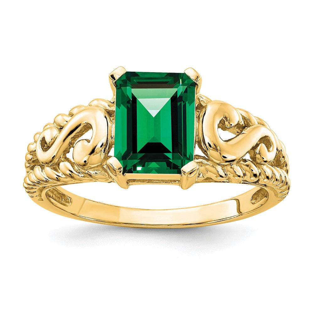 14K Gelbgold Ring mit 8x6mm Smaragdschliff-Fassung für Mount St. Helens