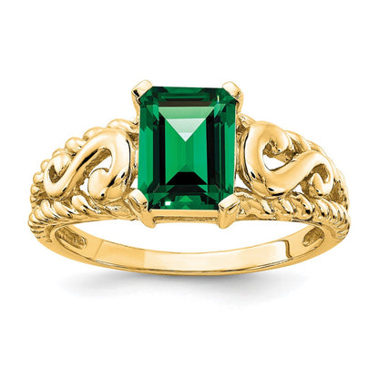 14K Gelbgold Ring mit 8x6mm Smaragdschliff-Fassung für Mount St. Helens