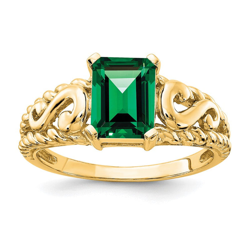 14K Gelbgold Ring mit 8x6mm Smaragdschliff-Fassung für Mount St. Helens