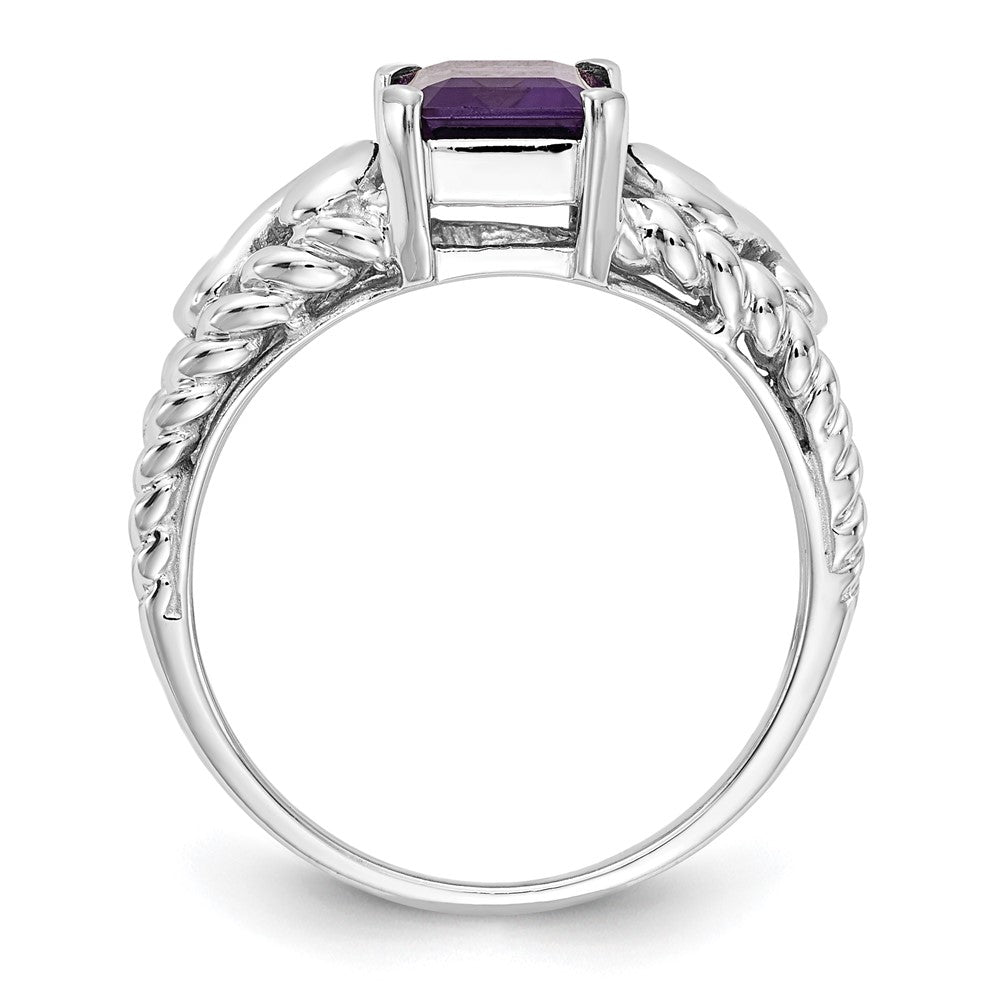 14K Weißgold Ring mit Amethyst im Smaragdschliff, 8x6 mm