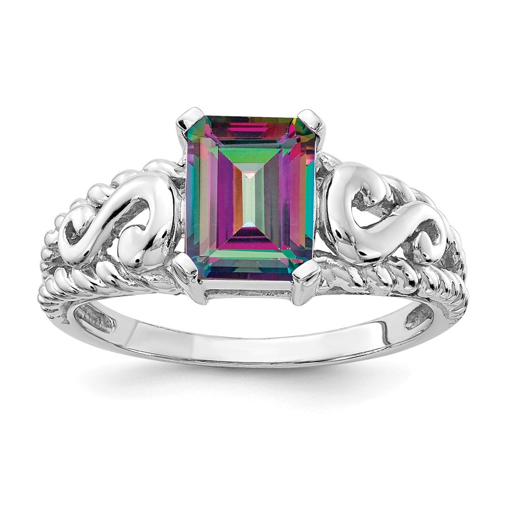 14K Weißgold Ring mit Mystic-Topas
