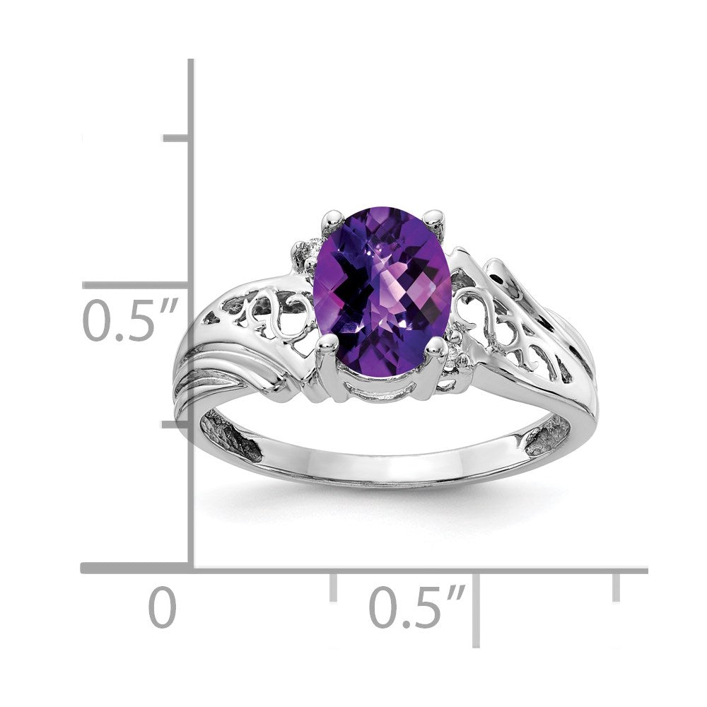 14K Weißgold 8x6mm Oval Amethyst Karo Aaa Diamant Ring