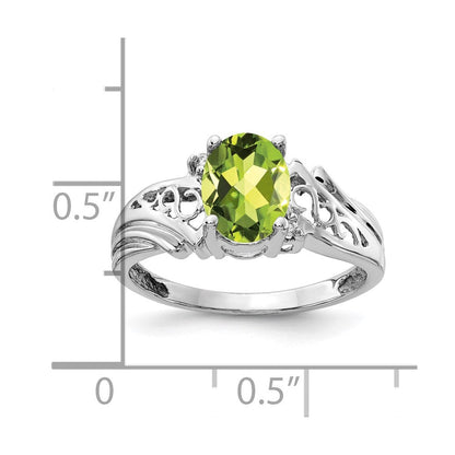14K Weißgold 8x6mm Oval Peridot Aaa Diamant Ring