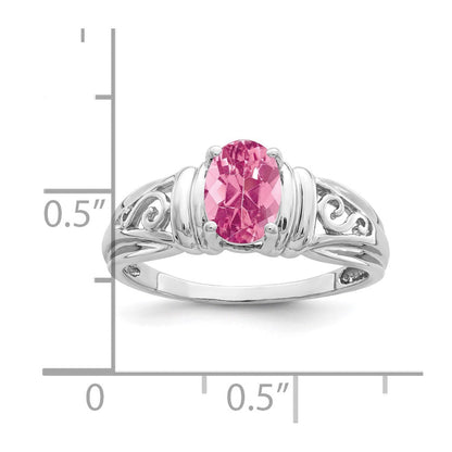 14K Weißgold Ring mit ovalem rosa Turmalin, 7x5mm